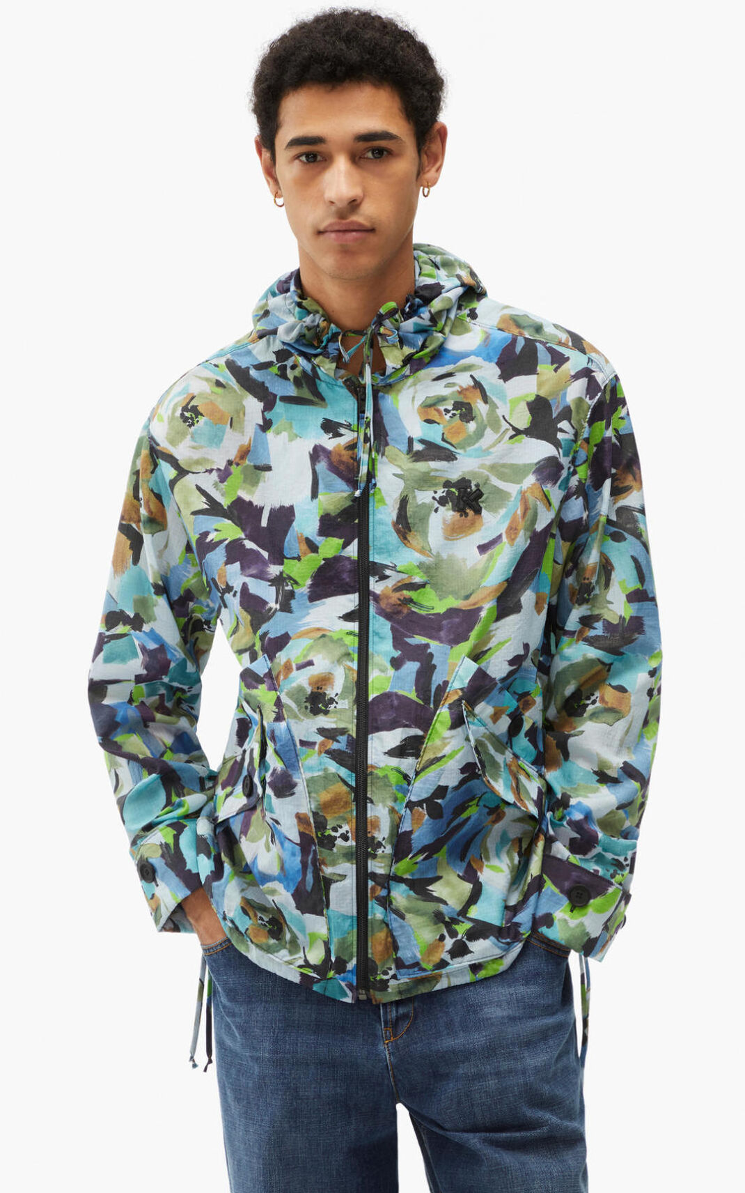 Kenzo Archive Floral with hood Chaqueta Hombre Azules | 3128694-FL